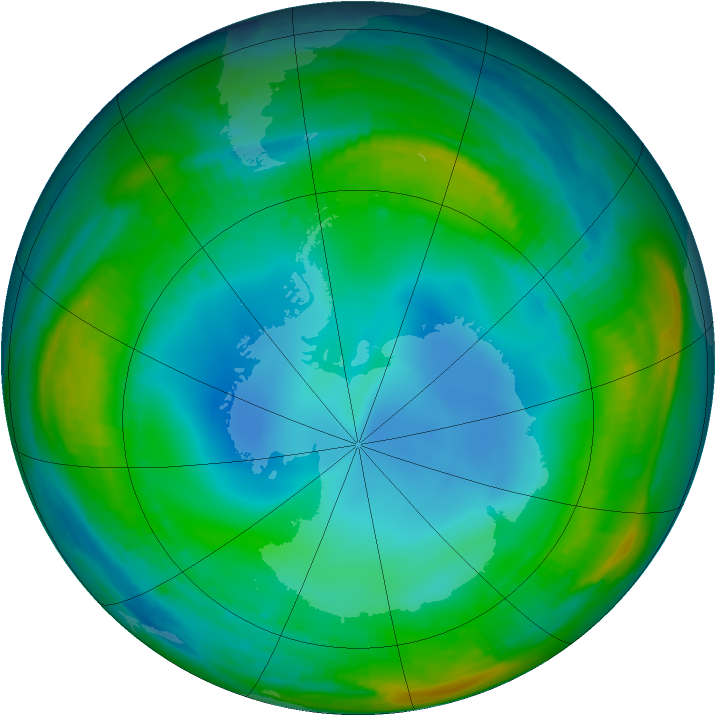 Antarctic ozone map for 17 July 1999
